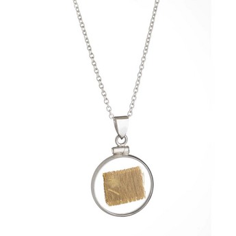 Met Curtain Fabric Pendant & Cable Chain Necklace (18”)