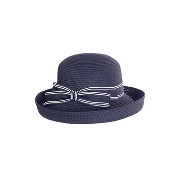 Packable Side Bow Roller Hat - Black & Natural/Black