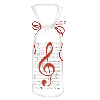 White Fabric Wine Bag with Red Treble Clef