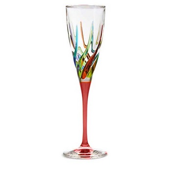 “Magic Flute” Crystal Champagne Flute With Red Stem