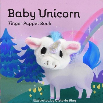 unicorn book and stuffed animal