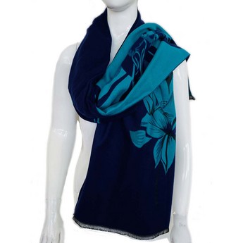 Aqua & Navy Lotus Shawl