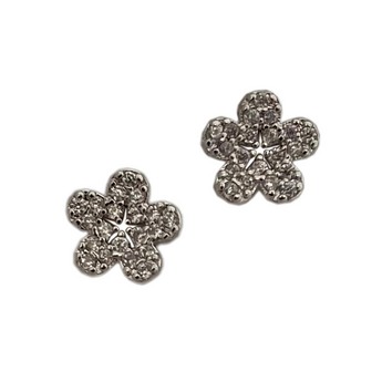 Petite Plumeria Stud Earrings (White Gold)