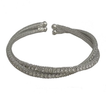 Braided Crystal Bracelet (White Gold Finish)