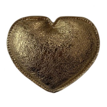 Gold Leather Heart Paperweight