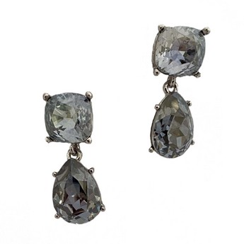 Double Tier White Gold & Crystal Earring