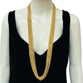 Tia Long Strand Multi-Chain Necklace (Gold)