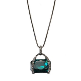 Wishbone Pendant Necklace with Emerald Crystal