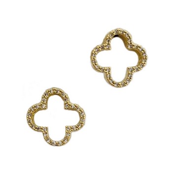 Open Clover Gold & Crystal Earrings