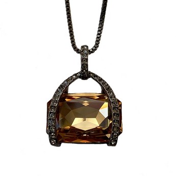 Wishbone Pendant Necklace with Citrine Crystal