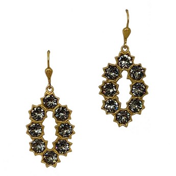 Black Diamond & Gold Oval Earrings
