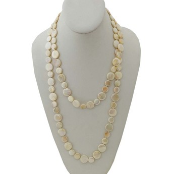 Long Single Strand Mother Of Pearl Necklace (50”)