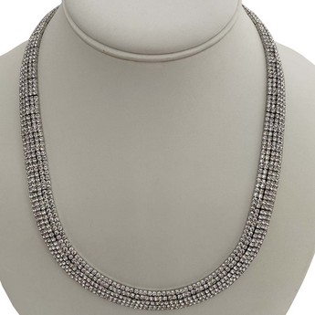 Crystal & White Gold Statement Necklace