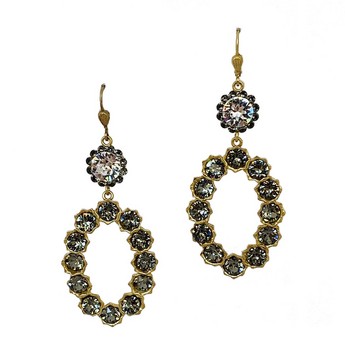  2- Tier Crystal & Gold Oval Drop Earring