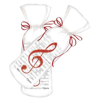 White Fabric Wine Bags with Red Treble Clef – SET OF 2