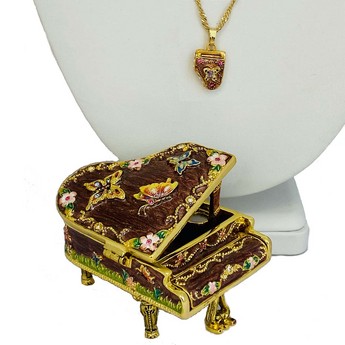 Piano Necklace with Enameled Piano Box
