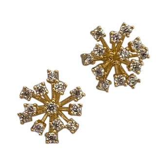 Sputnik Crystal Flower Earrings in Gold