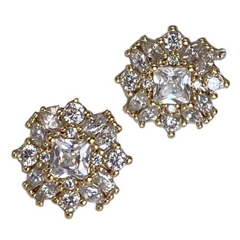 Charlotte Crystal Stud Earrings in Gold