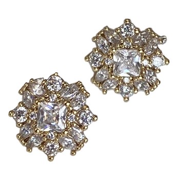 Charlotte Crystal Stud Earrings In Gold