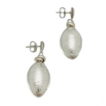 White Murano Glass Earrings