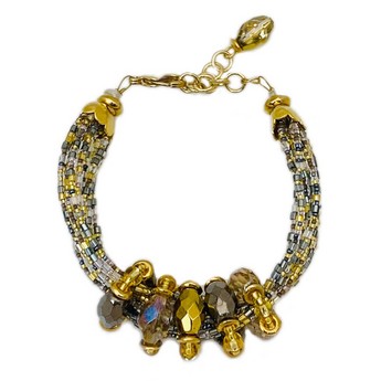 Murano Glass Bracelet in Grey/Gold