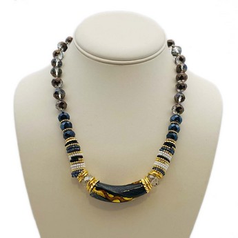Gold/Brown Necklace with Twisted Murano Glass