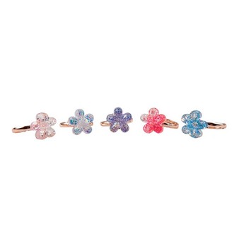 Boutique Shimmer Flower Rings (SET OF 5)