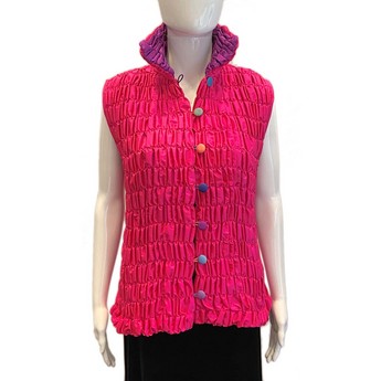 Pink Cocoon Vest with Magenta Collar