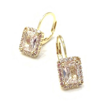 Halo Crystal Drop Earrings (Gold)