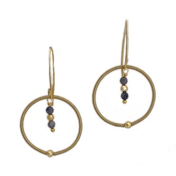Wire Loop Earring with Sapphire Drop
