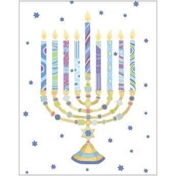 Menorah & Stars Mini Hanukkah Cards (BOX OF 16)