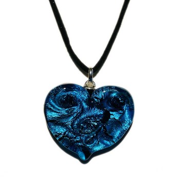 Blue Murano Glass Heart Necklace