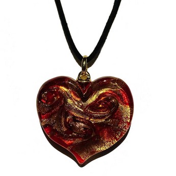 Red Murano Glass Heart Necklace