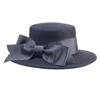 Black Boater with Back Bow