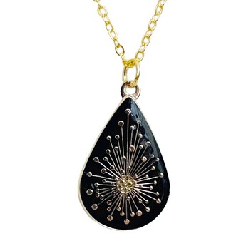 Sputnik Black & Gold Teardrop Necklace