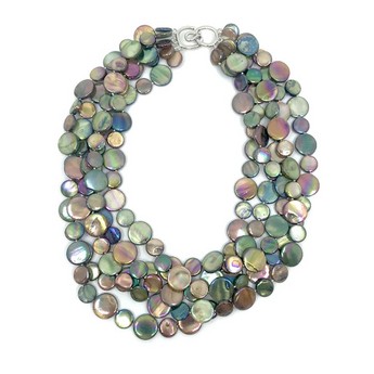5-Strand Green/Brown Mother-of-Pearl Necklace