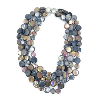 5-Strand Chocolate/Charcoal Mother-of-Pearl Necklace