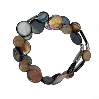 Chocolate/Charcoal Double Strand Mother-of-Pearl Bracelet