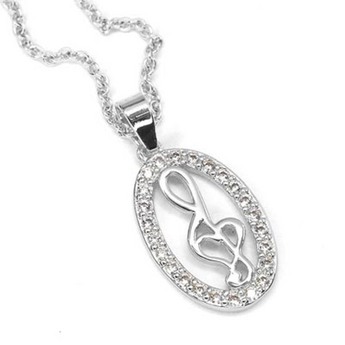 Silver Treble Clef Heart Necklace