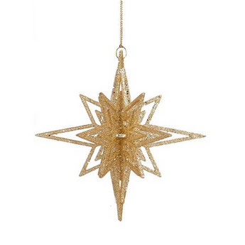 Sputnik Glittered Gold Starburst Ornament