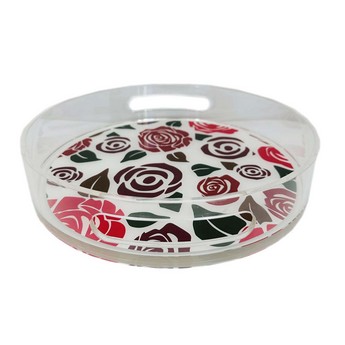 Round Lucite Tray With Roses