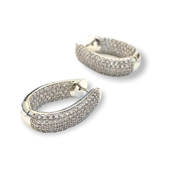 White Gold Oval Hoop Earrings