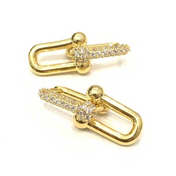 Petite Crystal Huggie Earrings in Gold
