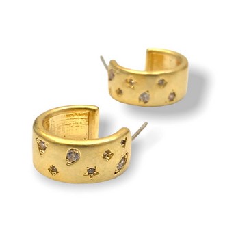 Petite Gold Hoop Earrings with Crystals