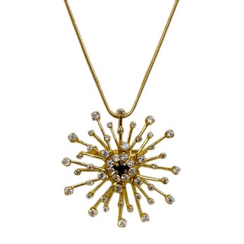 Gold Sputnik Pin & Necklace Combination (18” LONG x 2” Diameter)