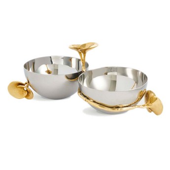 Stainless Steel Bowls with Brass Tendrils (SET OF 2)