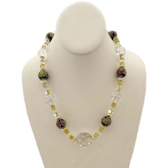 Sputnik Crystal & Multicolor Cloisonné Necklace