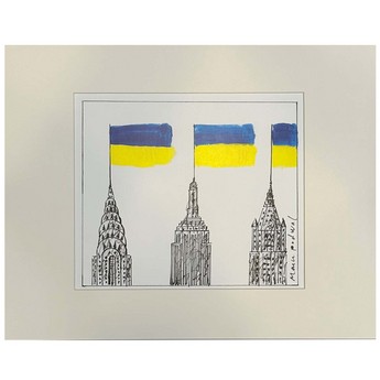 “New York Skyline” Matted Print (Mark Podwal)