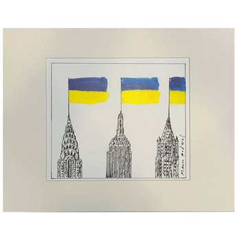 “ New York Skyline ” Matted Print (Mark Podwal)