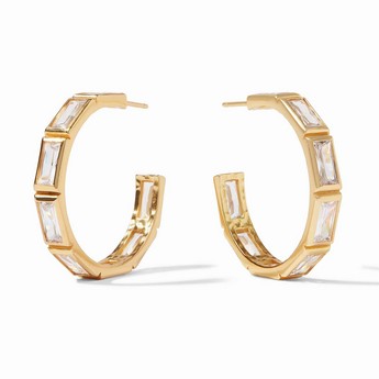 Gold Hoop Earring with Crystal Insets